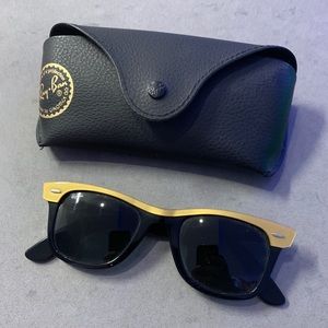 Ray ban black and gold wayfarer